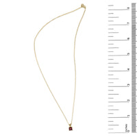 14K Gold 5x5 MM Square Shaped Gemstone Solitaire Pendant Necklace
