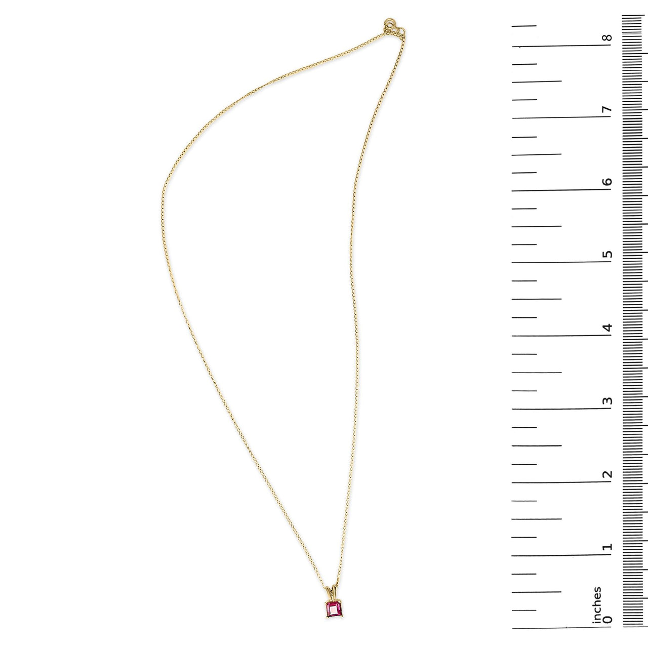 14K Gold 5x5 MM Square Shaped Gemstone Solitaire Pendant Necklace
