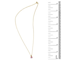 14K Gold 5x5 MM Square Shaped Gemstone Solitaire Pendant Necklace