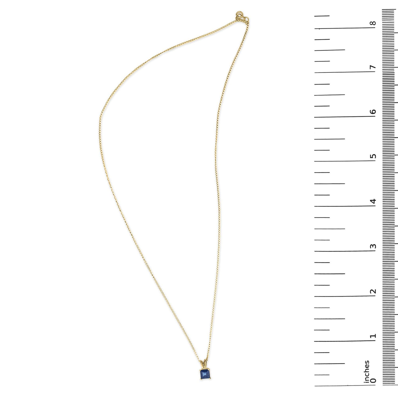 14K Gold 5x5 MM Square Shaped Gemstone Solitaire Pendant Necklace