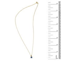 14K Gold 5x5 MM Square Shaped Gemstone Solitaire Pendant Necklace