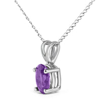 14K Gold 6x4MM Oval Shaped Gemstone Solitaire Pendant Necklace