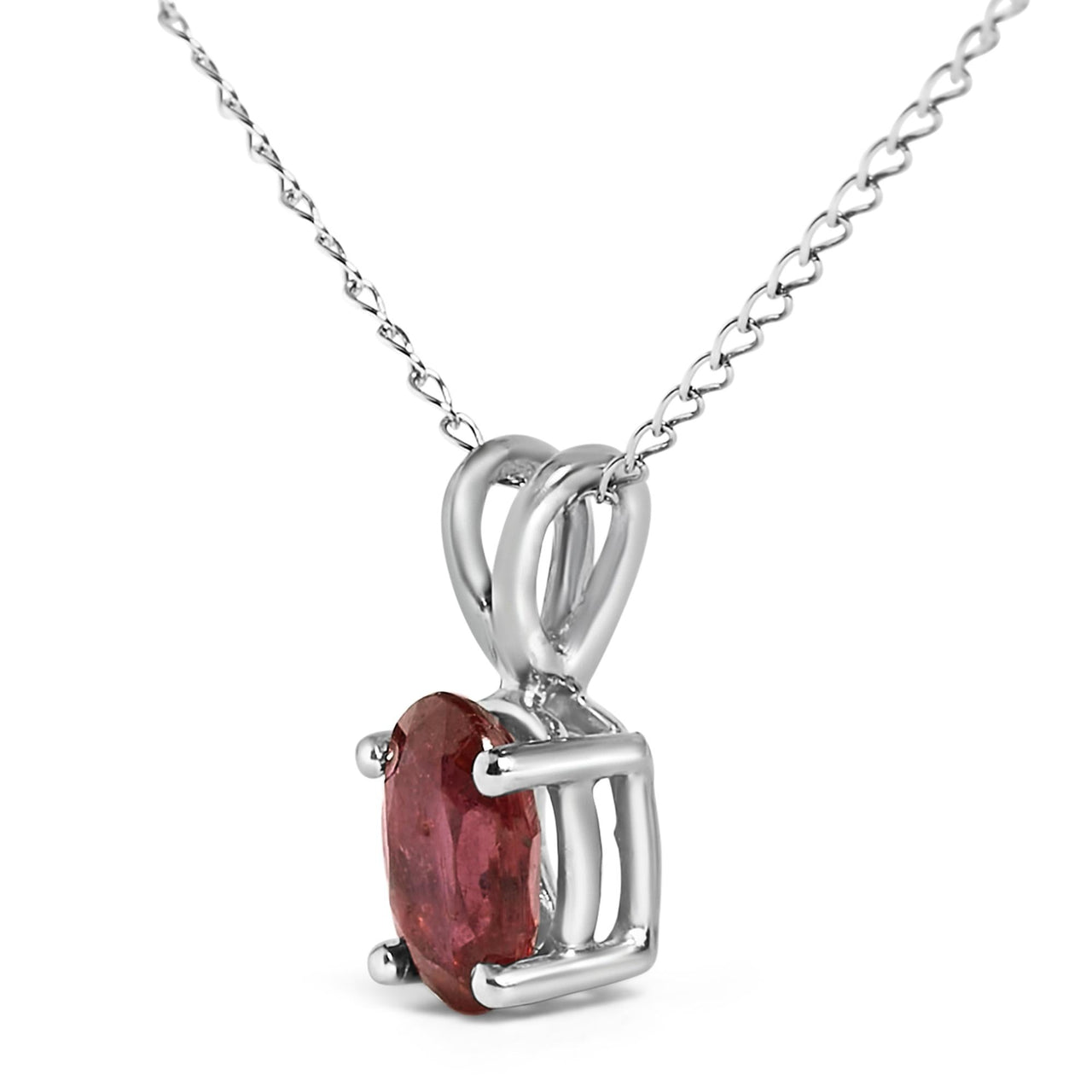 14K Gold 6x4MM Oval Shaped Gemstone Solitaire Pendant Necklace