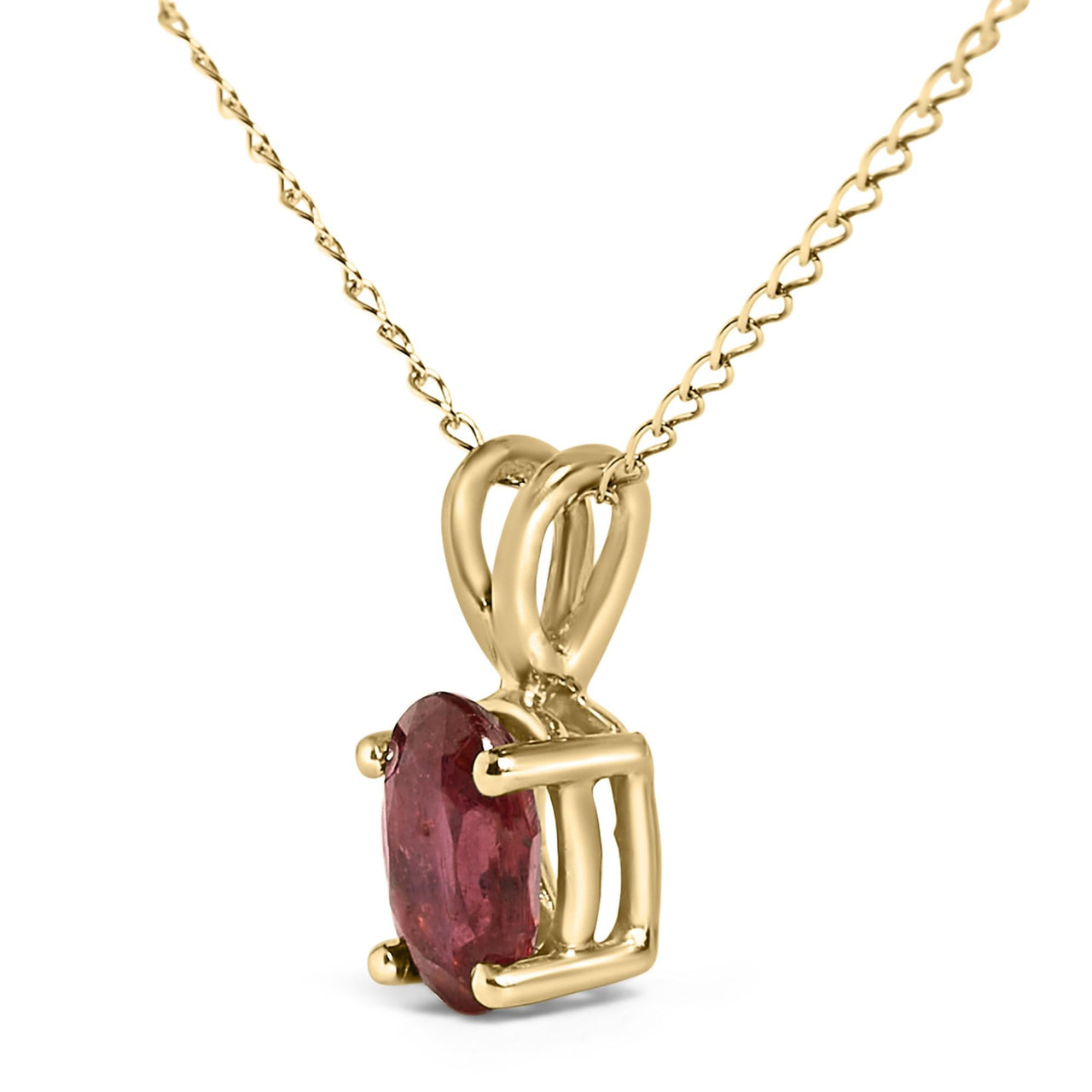 14K Gold 6x4MM Oval Shaped Gemstone Solitaire Pendant Necklace