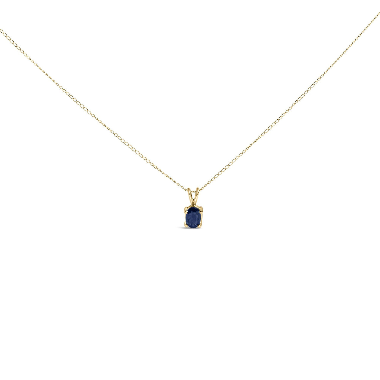 14K Gold 6x4MM Oval Shaped Gemstone Solitaire Pendant Necklace