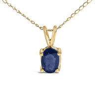 14K Gold 6x4MM Oval Shaped Gemstone Solitaire Pendant Necklace