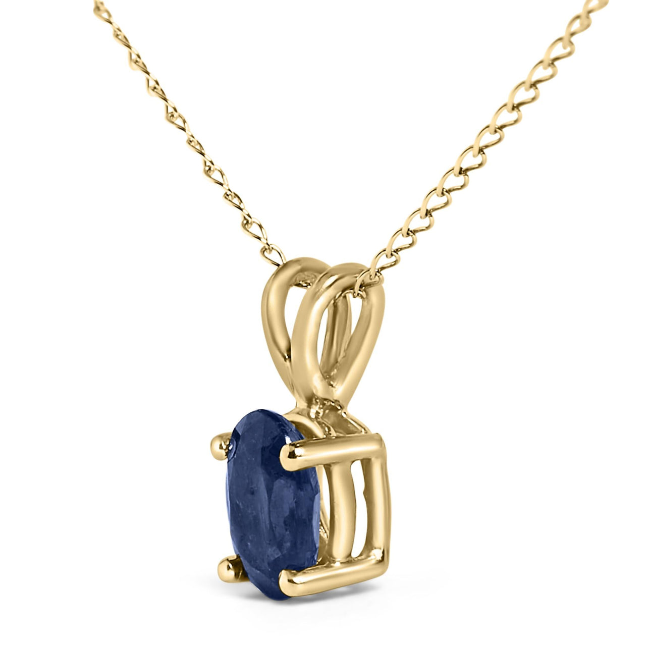14K Gold 6x4MM Oval Shaped Gemstone Solitaire Pendant Necklace