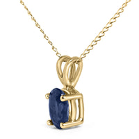 14K Gold 6x4MM Oval Shaped Gemstone Solitaire Pendant Necklace