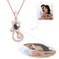 Projection Cat Photo Necklace , Personalized Girlfriend Necklace,  Clavicle Photo Projection