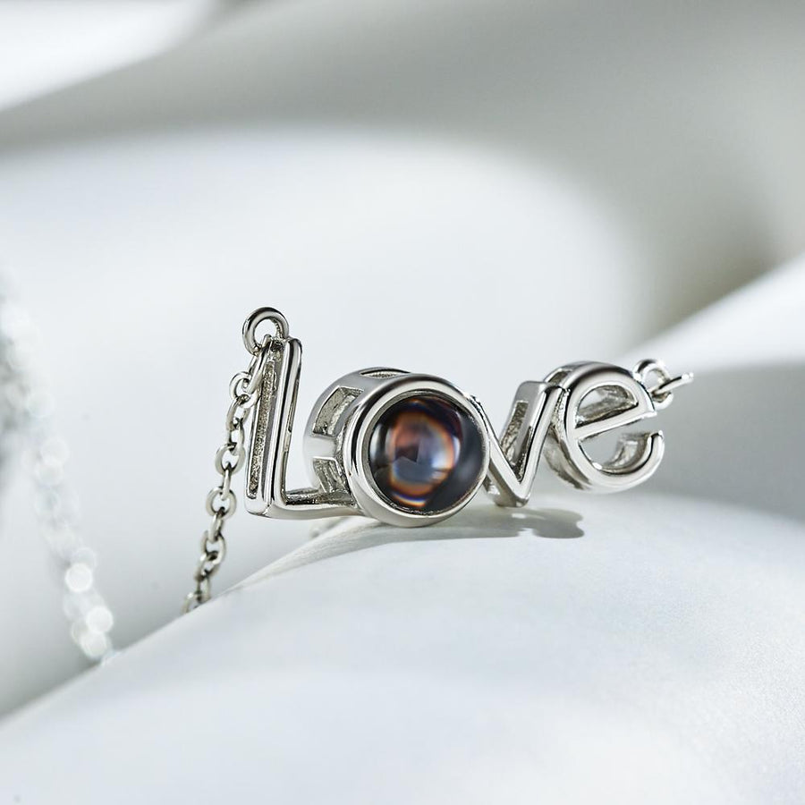 Custom LOVE Picture Projection Necklace 925 Sterling Silver
