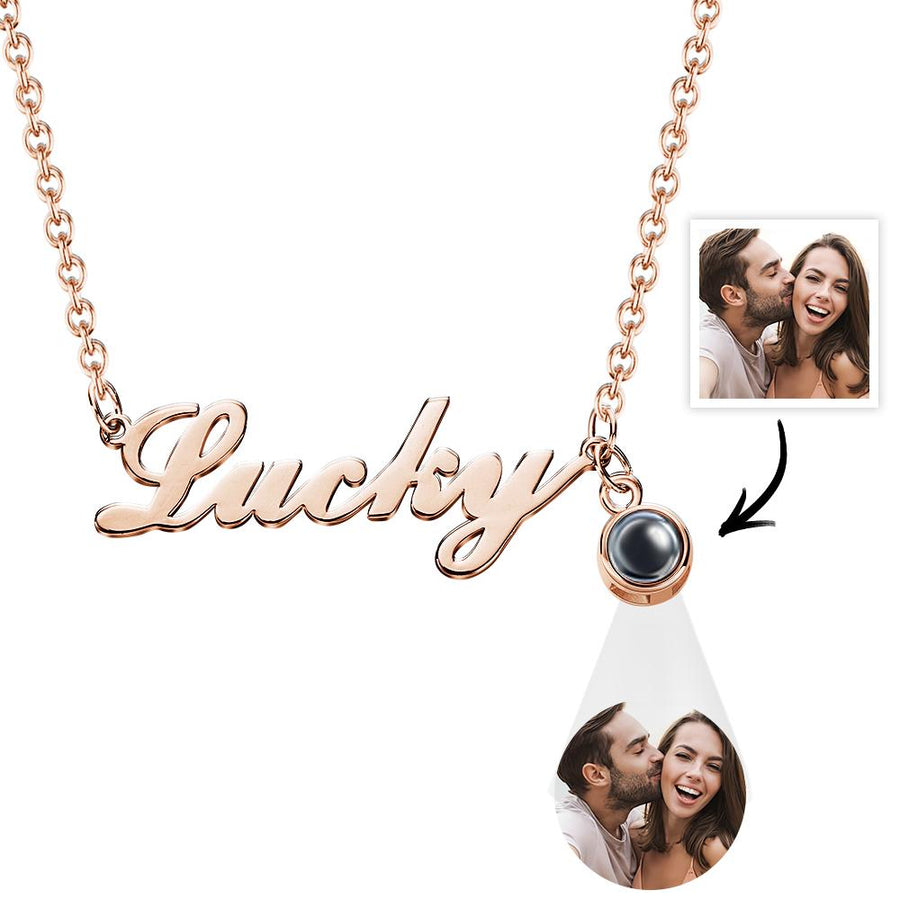 Custom Signature Lucky Name And Picture Projection Necklace Great Gift