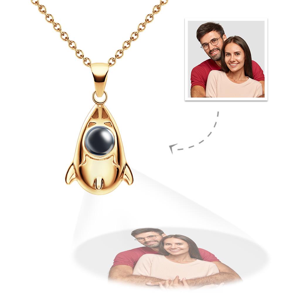 Custom Projection Photo Necklace Creative Rocket Anniversary Gifts