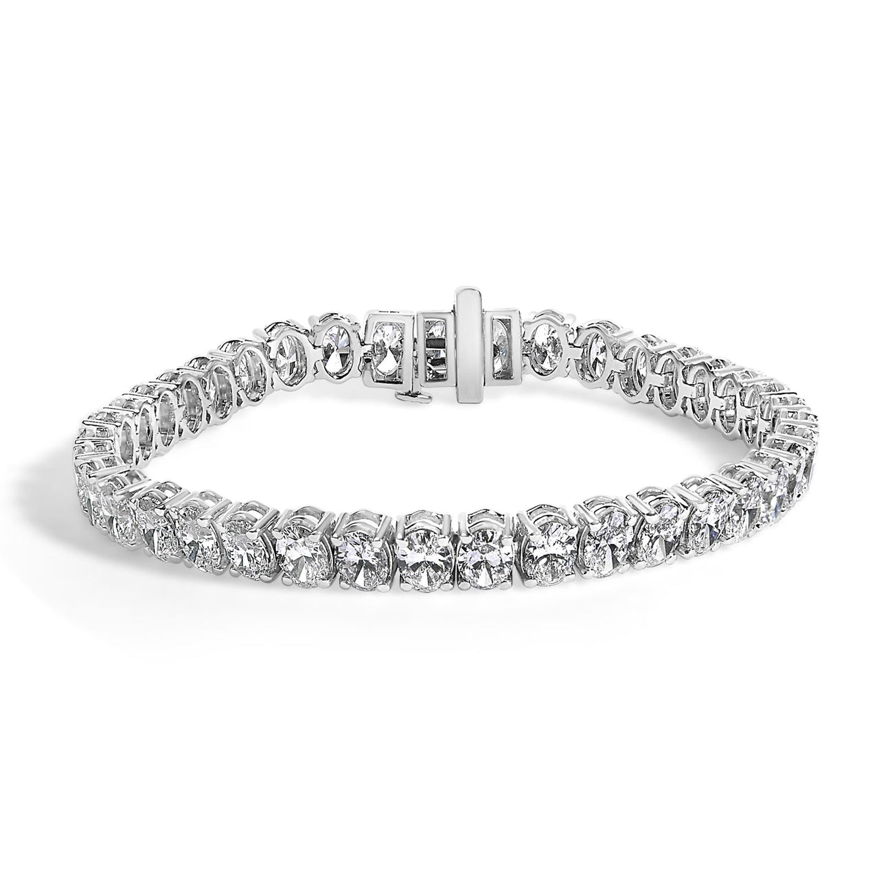 IGI Certified 14K Yellow Gold 18 1/2 Cttw Oval Cut Lab Grown Diamond Tennis Bracelet