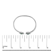 Sterling Silver White Topaz and Green Emerald Floral Bangle Bracelet