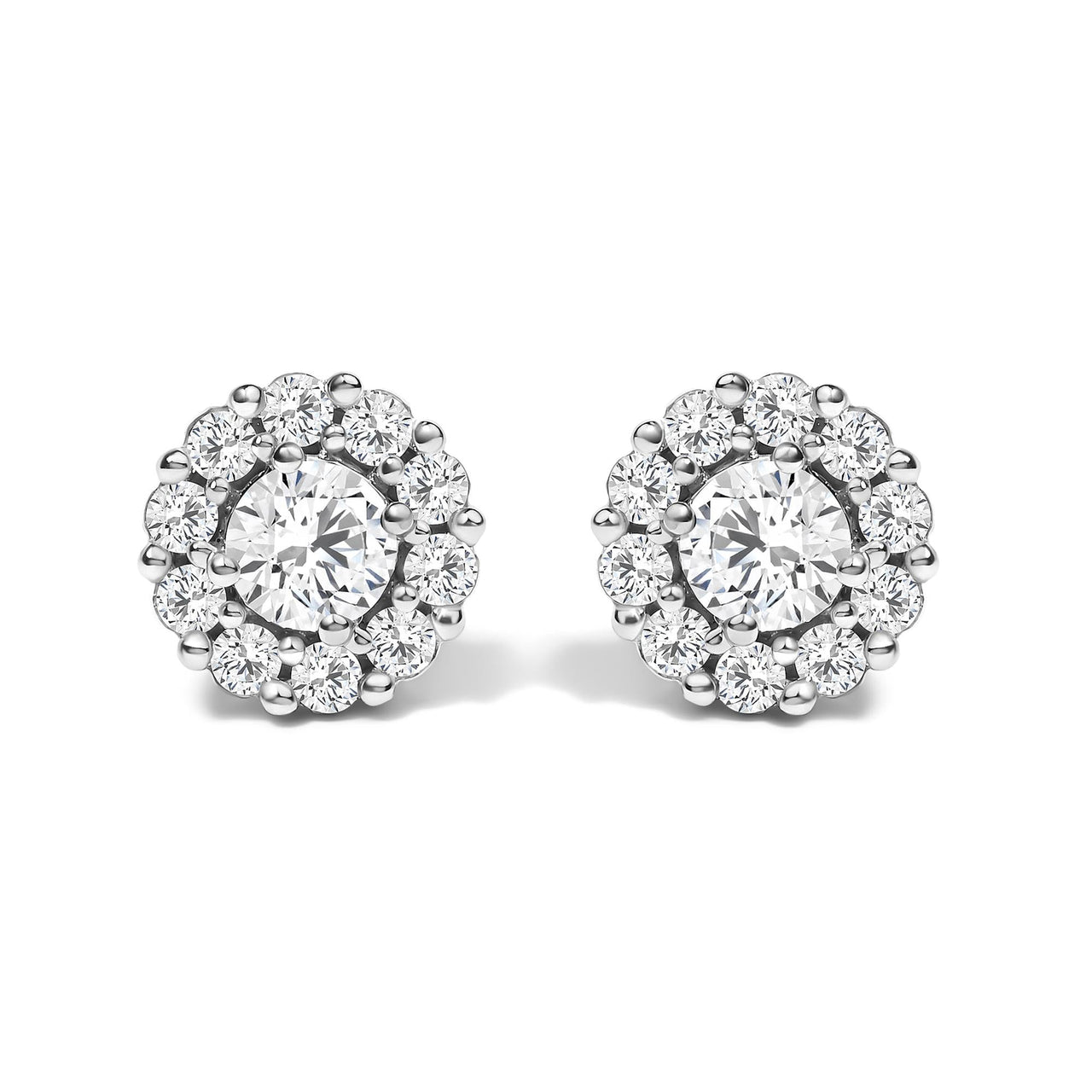 10K White Gold 3.0 Cttw Lab Grown Diamond Halo Stud Earrings