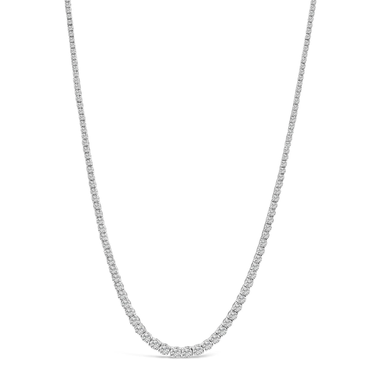 14K White Gold 16.00 Cttw Lab Grown Diamond Graduated Riviera Tennis Necklace  - 17 inch