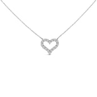 14K White Gold 1 1/2 Cttw Lab Grown Diamond Open Heart Pendant Necklace - 17