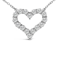 14K White Gold 1 1/2 Cttw Lab Grown Diamond Open Heart Pendant Necklace - 17