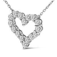 14K White Gold 1 1/2 Cttw Lab Grown Diamond Open Heart Pendant Necklace - 17