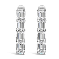 14K White Gold 5 1/10 Cttw Emerald Cut Lab Grown Diamond Inside Out Hoop Earrings