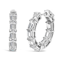 14K White Gold 5 1/10 Cttw Emerald Cut Lab Grown Diamond Inside Out Hoop Earrings