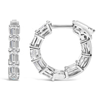 14K White Gold 5 1/10 Cttw Emerald Cut Lab Grown Diamond Inside Out Hoop Earrings