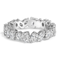 14K White Gold 3 1/3 Cttw Lab Grown Multi Shape Diamond Eternity Band Ring  - Size 6