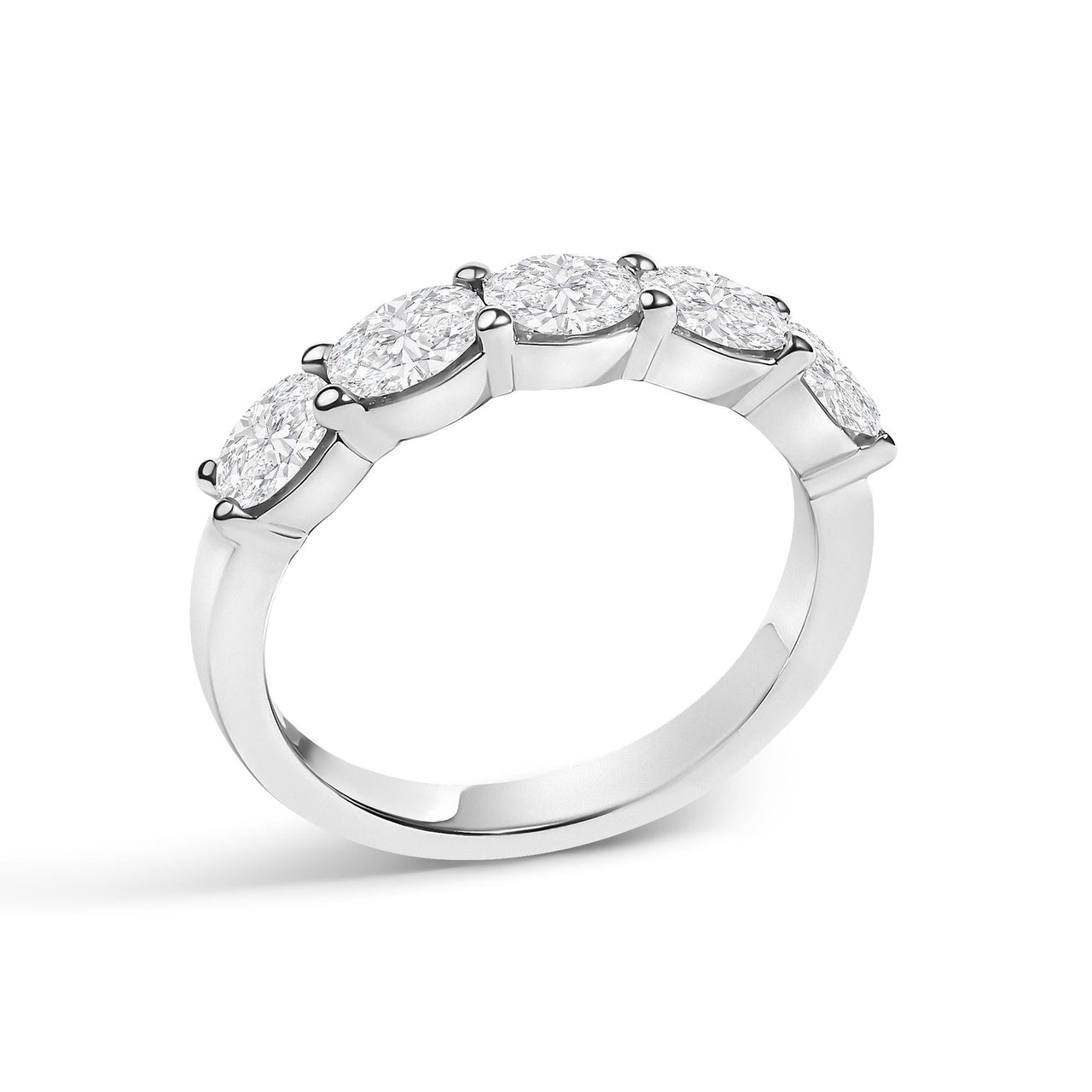 14K White Gold 1 1/4 Cttw Lab Grown Oval East West Band Ring