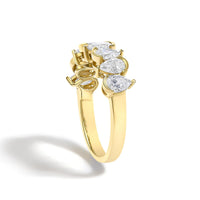 14K Gold 1 2/3 Cttw Lab Grown Pear Shaped Diamond Band Ring