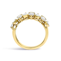 14K Gold 1 2/3 Cttw Lab Grown Pear Shaped Diamond Band Ring