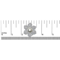 18K White Gold 2 3/4 Cttw Diamond and 12.5 MM Cultured Freshwater Pearl Floral Brooch Pin (G-H Color, VS1-VS2 Clarity)