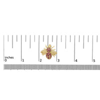 14K Yellow Gold Red Ruby Bee Brooch Pin