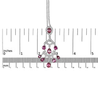 18K White Gold 1 1/10 Cttw Diamond and Pink Tourmaline Double-Strand Art Deco Inspired Chandelier 18