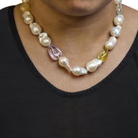 14K Yellow Gold Citrine, Amethyst, and Baroque Pearl Strand Necklace - 18