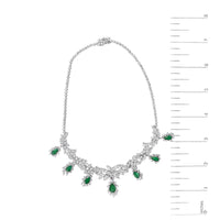 Certified Platinum 38.0 Cttw Diamond and 19 3/4 Cttw Brazilian Green Emerald Necklace, Bracelet & Earrings Three-Piece Set