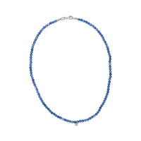 Sterling Silver Diamond Accent Blue Lapis Bead Station Necklace