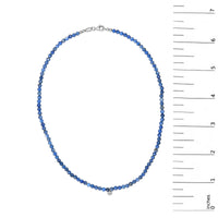 Sterling Silver Diamond Accent Blue Lapis Bead Station Necklace