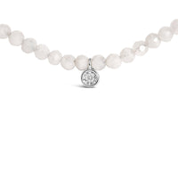 Sterling Silver Moonstone Bead Station Necklace with Diamond Accent