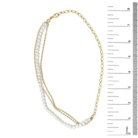 18K Yellow Gold Vermeil Cultured Pearl Strand Necklace with Rolo and Paperclip Chain