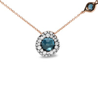 18K Rose Gold 5/8 Cttw Diamond and London Blue Topaz Gemstone Bezel-Set Cluster 18