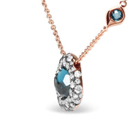 18K Rose Gold 5/8 Cttw Diamond and London Blue Topaz Gemstone Bezel-Set Cluster 18
