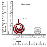 .925 Sterling Silver Red Enamel and 1/2 Diamond Endless Swirl Medallion 18