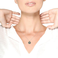 .925 Sterling Silver Green Enamel Pendant with 1/2 Cttw Diamond, Sapphire, and Tsavorite Openwork Statement 18