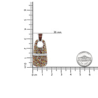 .925 Sterling Silver Brown Enamel 1 Cttw White and Brown Diamonds and  1.5mm Yellow and Orange Sapphire Gemstones Statement 18