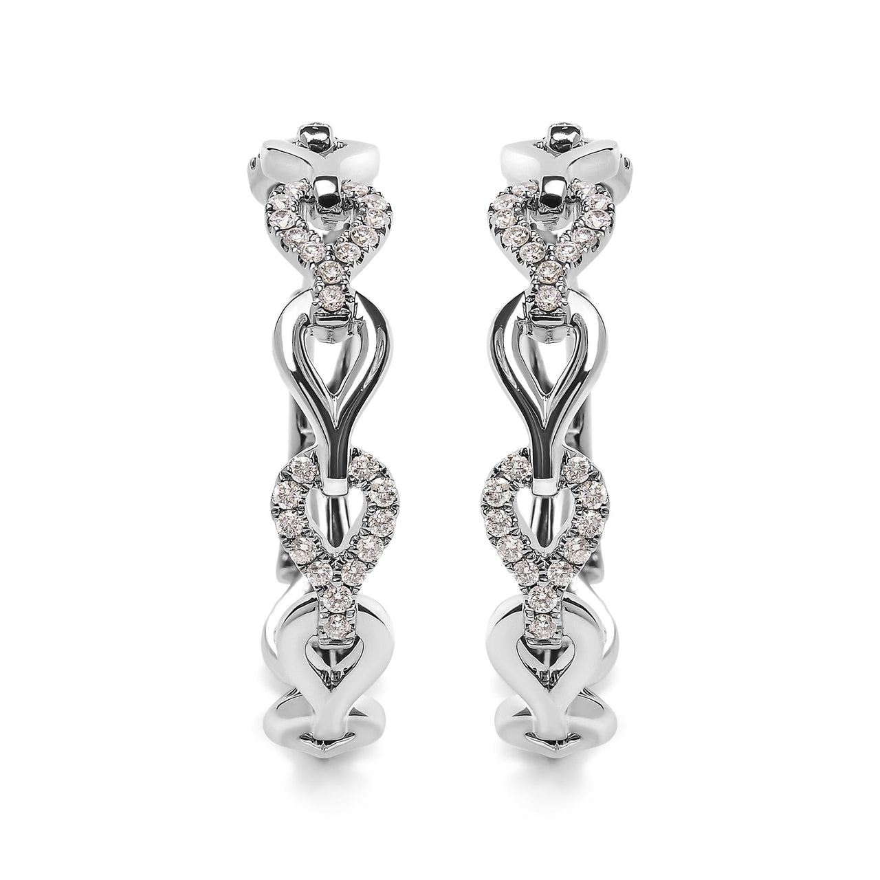14K White Gold 1/2 Cttw Diamond Open Link Hoop Earrings (G-H Color, SI1-SI2 Clarity)