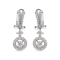 14K White Gold 1 7/8 Cttw Diamond Drop and Dangle Halo Earring with Omega Back (F-G Color, VS2-SI1)