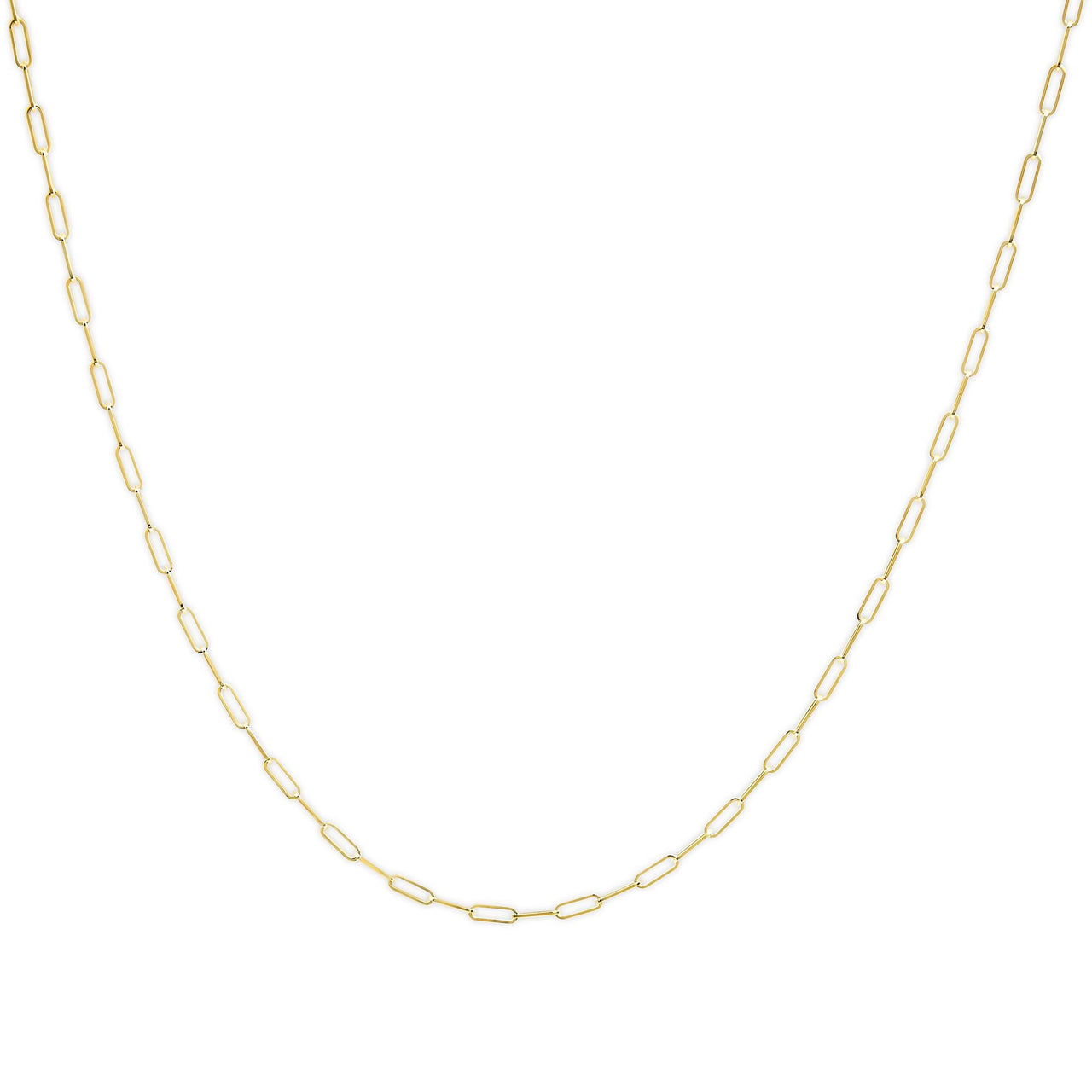 Unisex Solid 14K Gold 2.5mm Paperclip Chain Necklace