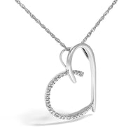 .925 Sterling Silver Diamond Accent Open Heart Slide Pendant Necklace (J-K Color, I2-I3 Clarity) - 18