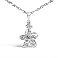 .925 Sterling Silver Diamond Accent Flower Pendant Necklace (J-K Color, I2-I3 Clarity) - 18