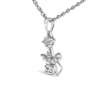 .925 Sterling Silver Diamond Accent Flower Pendant Necklace (J-K Color, I2-I3 Clarity) - 18